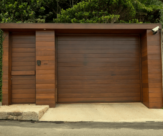 Wooden Garage with pedestrian door