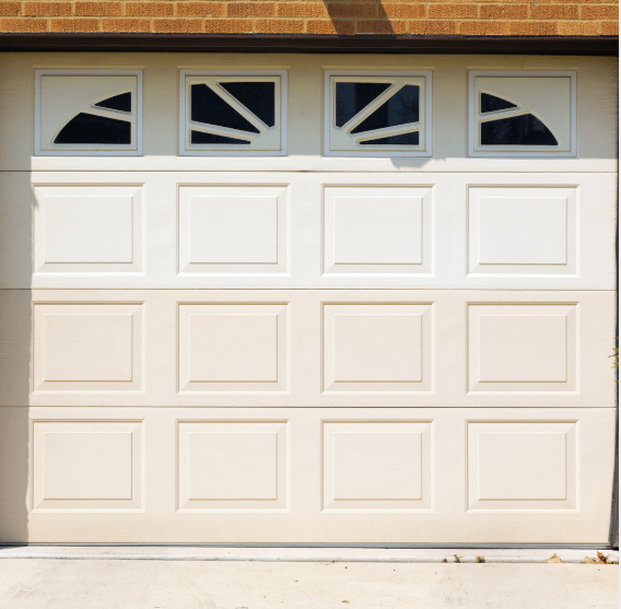 Vinyl garage door with windows